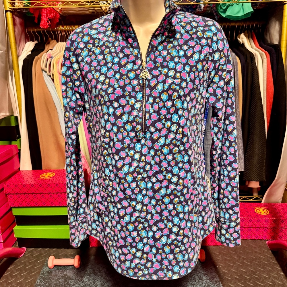 Lilly Pulitzer Skipper Popover - Seabreeze Blue Low Tide Navy Spotted (Size XS)